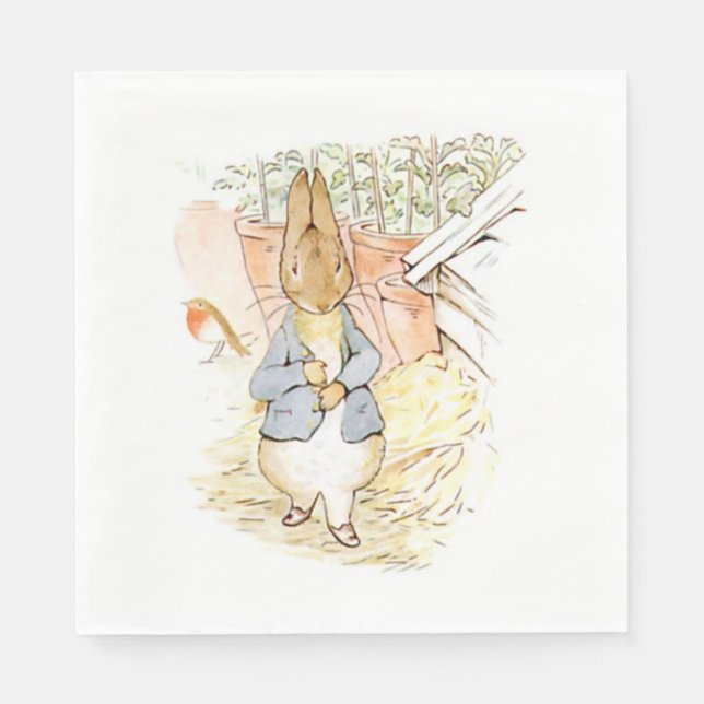 Serviette En Papier Peter Rabbit dans le jardin (par Beatrix Potter) (Devant)