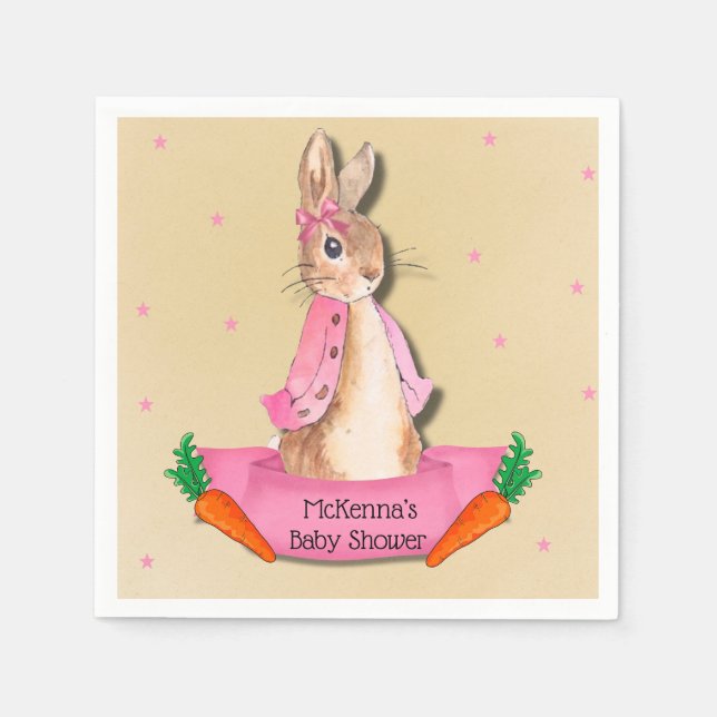 Serviette En Papier Peter Rabbit Flopsy rose fille Baby shower (Devant)