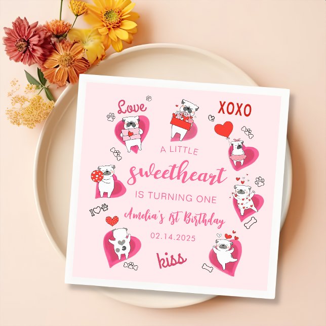 Serviette En Papier Petit amour Valentine Chiot Anniversaire Napkin (Créateur téléchargé)