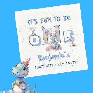 Serviette En Papier Petit Anniversaire Amusant Un Dinosaure Déjeuner