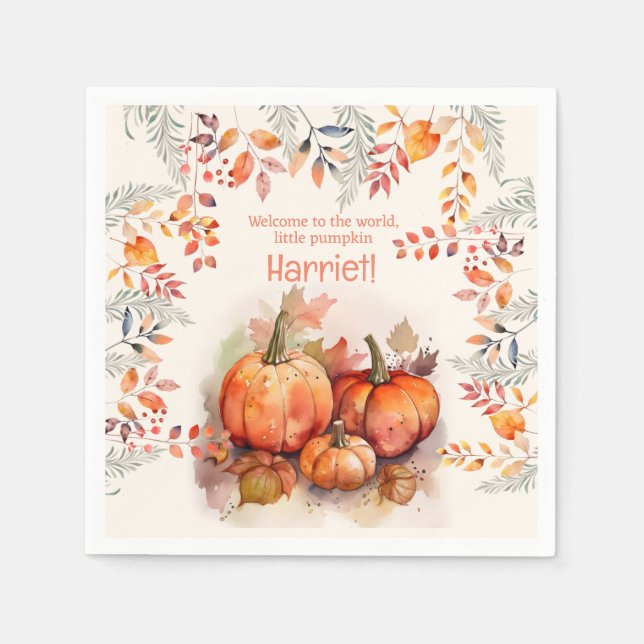 Serviette En Papier Petit Baby shower Citrouille (Devant)