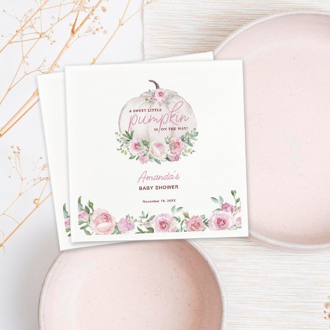 Serviette En Papier Petit Baby shower Citrouille rose (Créateur téléchargé)