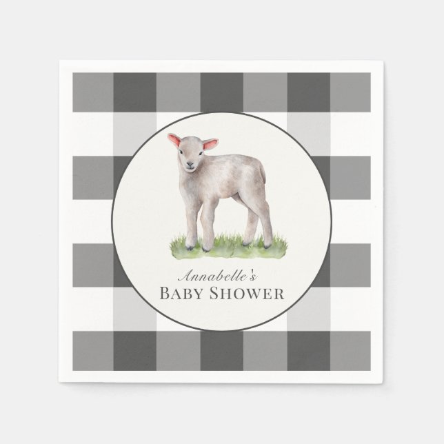 Serviette En Papier Petit Baby shower d'agneau (Devant)