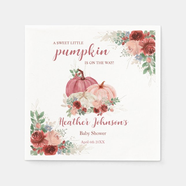 Serviette En Papier Petit Baby shower d'automne doux Citrouille (Devant)