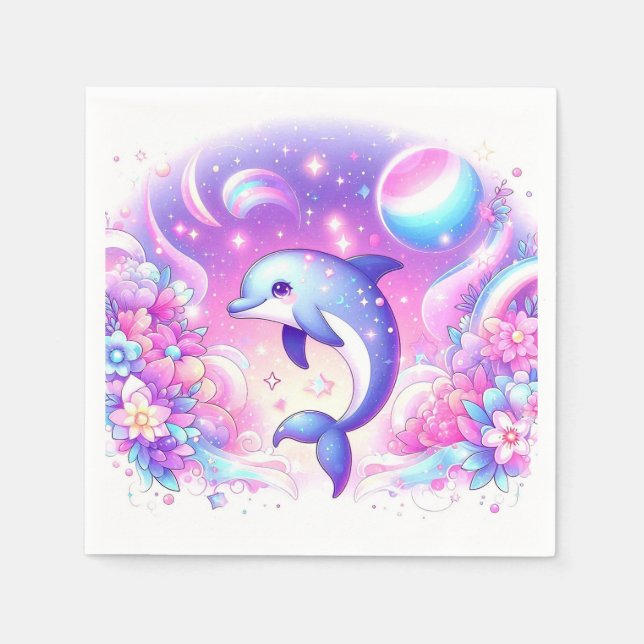 Serviette En Papier Petit Baby shower de dauphin magique (Devant)