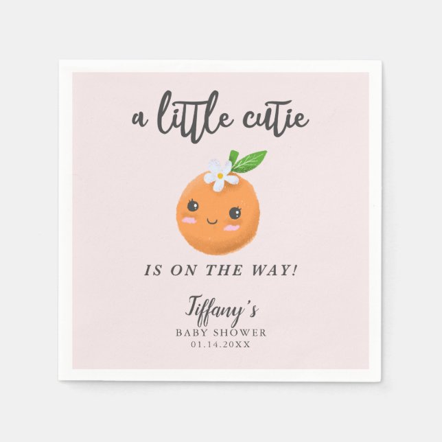 Serviette En Papier Petit Baby shower de fille Cutie Clementine (Devant)