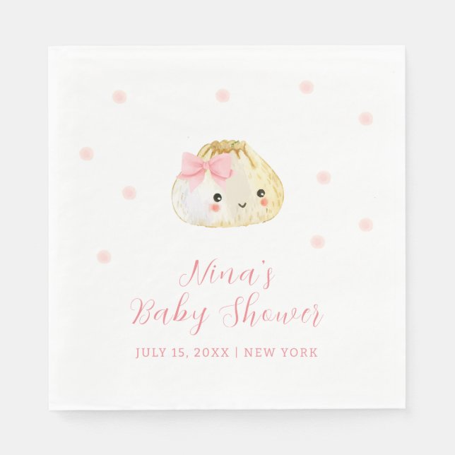 Serviette En Papier Petit Baby shower de fille Douce Rose (Devant)