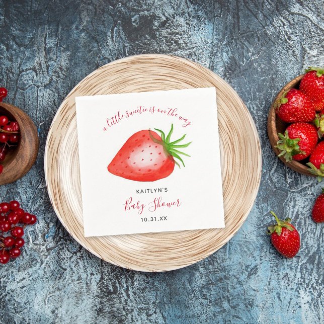 Serviette En Papier Petit Baby shower de fraises doux (Créateur téléchargé)