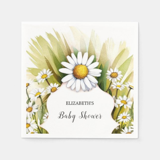 Serviette En Papier Petit Baby shower de marguerite personnalisé (Devant)