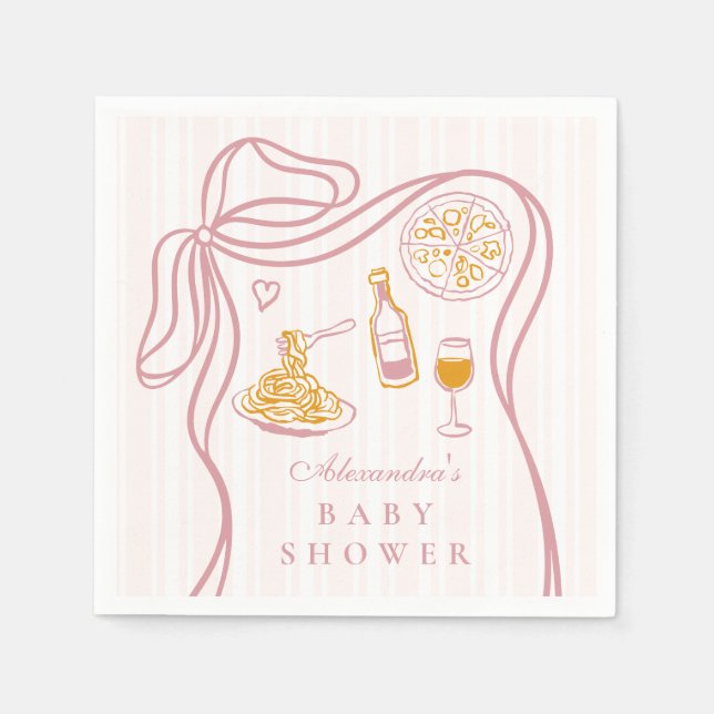 Serviette En Papier Petit Baby shower italien rose Bambina (Devant)