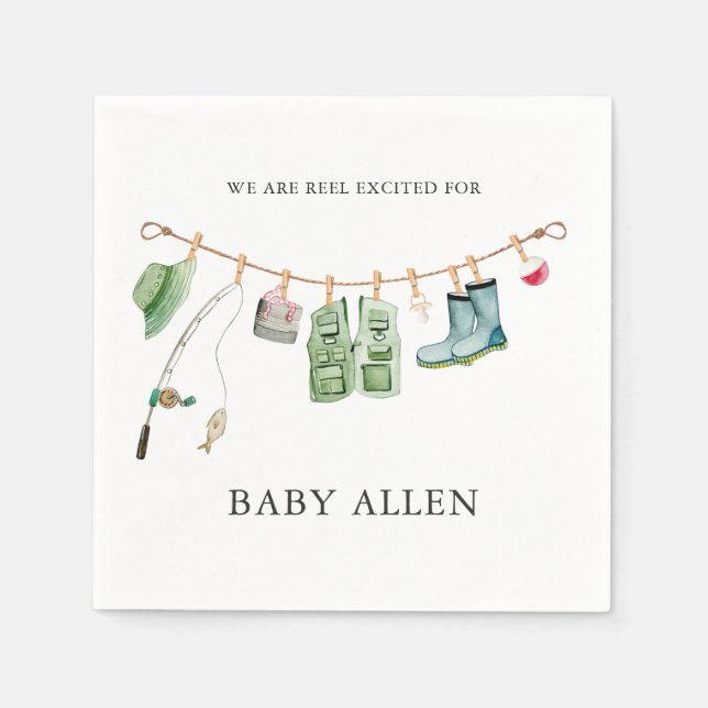 Serviette En Papier Petit Baby shower pêcheur serviettes (Devant)