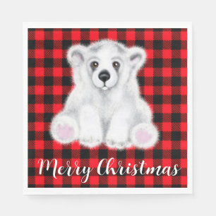 Serviette En Papier Petit bébé ours polaire de Noël, petit ours de Pèr