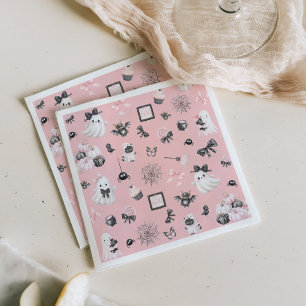 Serviette En Papier Petit Boo Halloween Baby shower rose