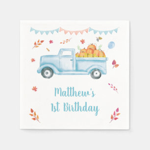 Serviette En Papier Petit Camion Citrouille Anniversaire Napkins