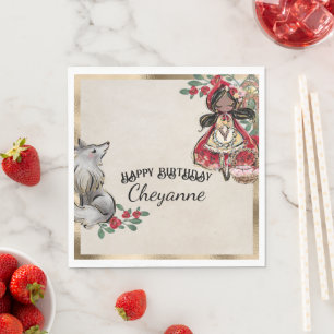 Serviette En Papier Petit Chaperon Rouge Avec Cheveux Noir