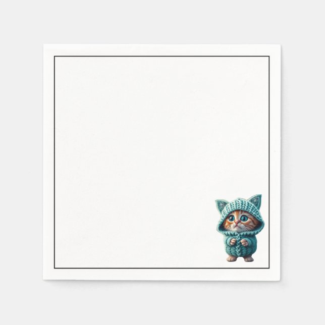 Serviette En Papier Petit Chat coloré (Devant)