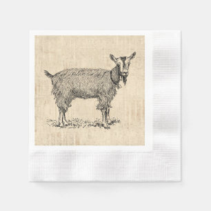 Serviette En Papier Petit chèvre avec Bell Illustration Script antiqu