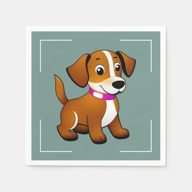 Serviette En Papier Petit chien brun, debout. (Devant)