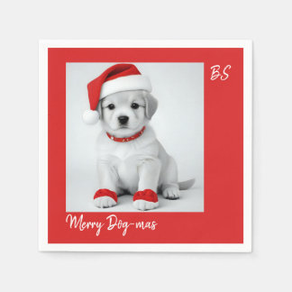 Serviette En Papier Petit chiot déguisé | Fête de Noël