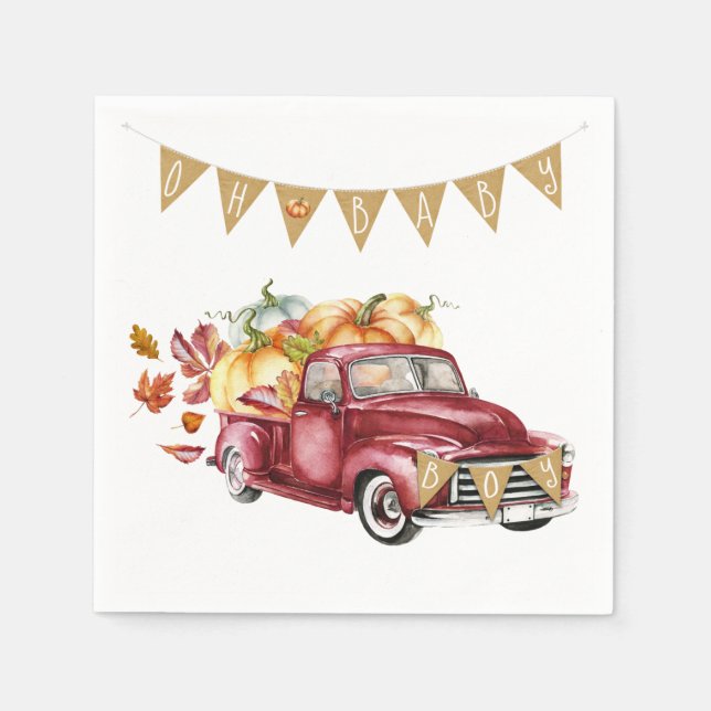 Serviette En Papier Petit Citrouille Baby shower d'automne serviettes (Devant)