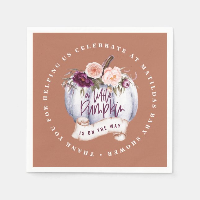 Serviette En Papier Petit citrouille baby shower de chute terre cuite  (Devant)