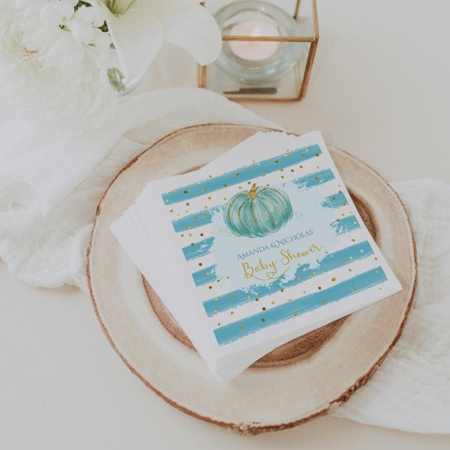 Serviette En Papier Petit Citrouille bleu Automne Baby shower d'automn (Créateur téléchargé)
