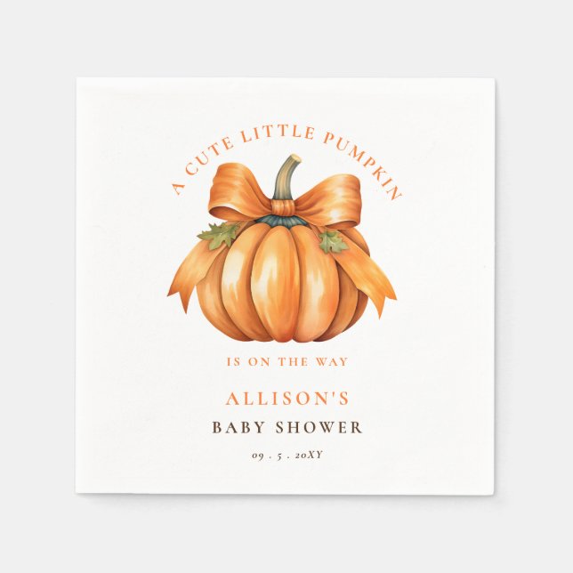 Serviette En Papier petit citrouille en baby shower d'automne (Devant)