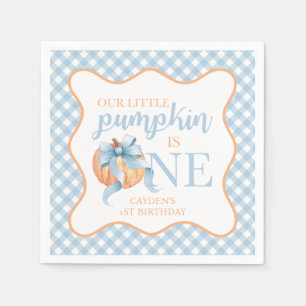 Serviette En Papier Petit Citrouille pastel bleu arc plaid 1er anniver