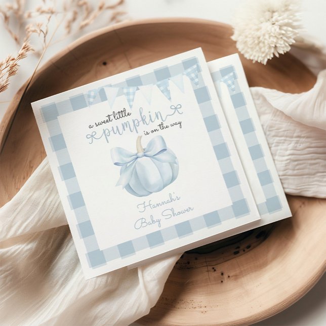 Serviette En Papier Petit Citrouille sur le Baby shower Way Blue Bow (Créateur téléchargé)