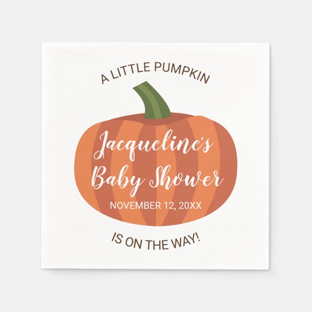 Serviette En Papier Petit Citrouille Sur Le Chemin Automne Baby shower (Devant)