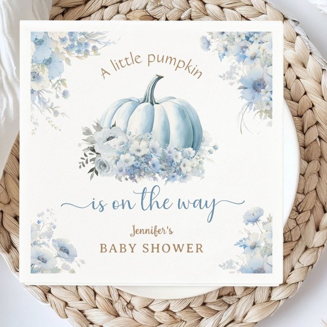 Serviette En Papier Petit Citrouille sur le chemin Baby shower Blue Bo (Créateur téléchargé)