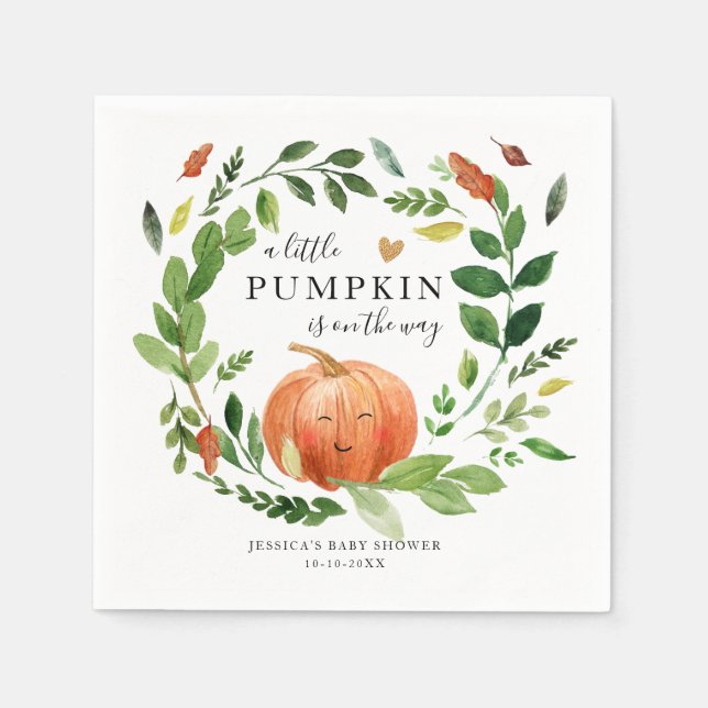 Serviette En Papier Petit Citrouille tomber dans l'amour Baby shower a (Devant)