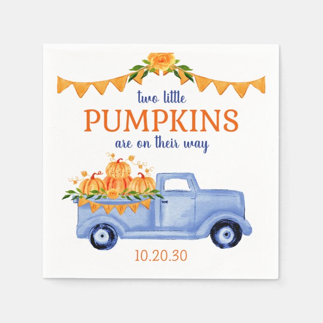 Serviette En Papier Petit Citrouille Twin Boy Baby shower serviettes (Devant)