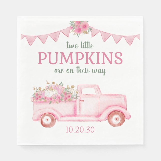 Serviette En Papier Petit Citrouille Twin Girl Baby shower serviettes (Devant)