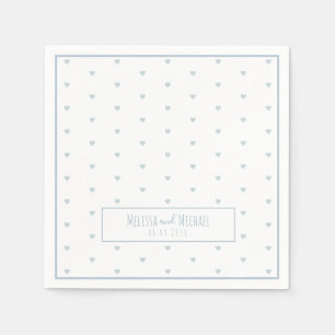 Serviette En Papier petit coeur bleu pâle motif sur mariage blanc