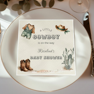 Serviette En Papier Petit Cow-Boy Fête de Naissance Western Aquarelle