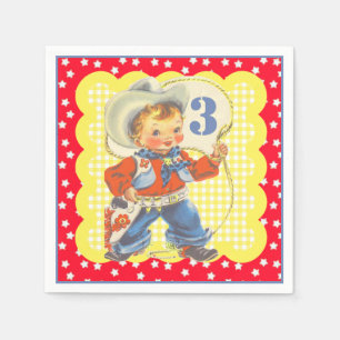 Serviette En Papier Petit Cowboy Occidental Avec Corde Naples Annivers