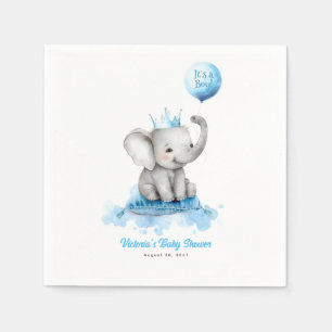Serviette En Papier Petit éléphant Prince mignon Baby shower bleu