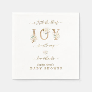 Serviette En Papier Petit Ensemble De Joy Baby shower Floral Or Blanc