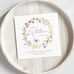 Serviette En Papier Petit Fleur sauvage Aquarelle Bébé Fille Douche