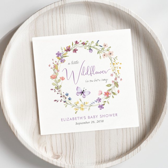 Serviette En Papier Petit Fleur sauvage Aquarelle Bébé Fille Douche (Créateur téléchargé)