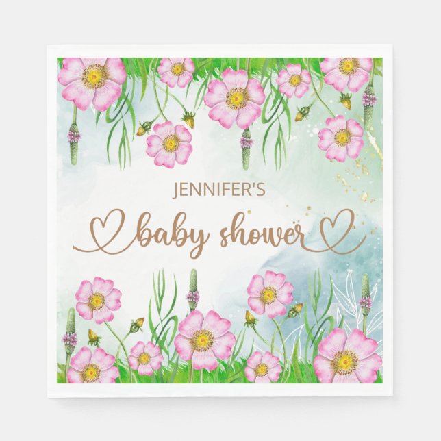 Serviette En Papier Petit Fleur sauvage En Route Baby shower (Devant)
