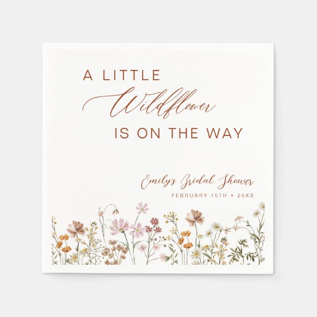 Serviette En Papier Petit Fleur sauvage sur le chemin Baby shower (Devant)