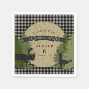 Serviette En Papier Petit Garçon Anniversaire gris Cerf noir Antlers O