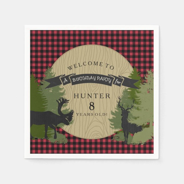 Serviette En Papier Petit Garçon Anniversaire Pique-nique Cerf Antlers (Devant)