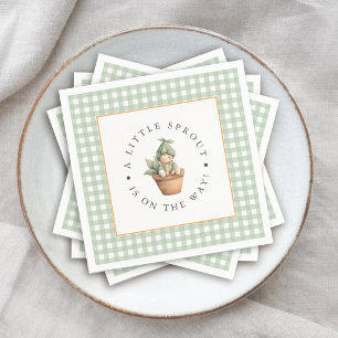 Serviette En Papier Petit germe sage vert gingham Baby Shower