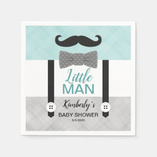Serviette En Papier Petit homme suspense vert gris garçon baby shower