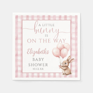 Serviette En Papier Petit Lapin Balloons Rose Baby shower fille