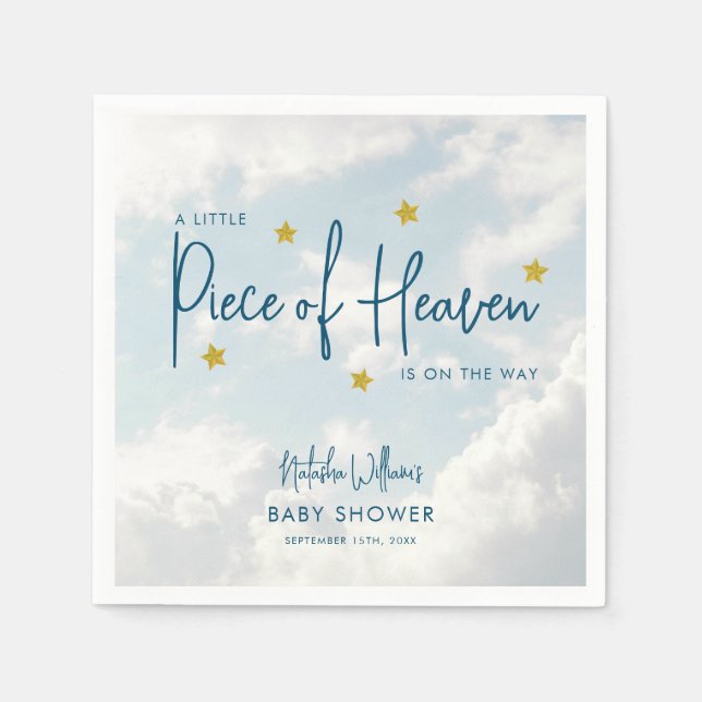 Serviette En Papier Petit morceau de ciel Baby shower bleu ciel (Devant)