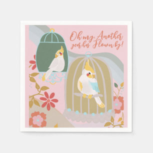 Serviette En Papier Petit Oiseau arc-en-ciel rose fille Anniversaire